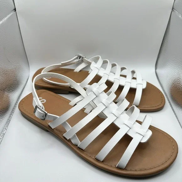 SO Women's White Ankle Strap Sandals Size 10 Casual Summer Shoes - Picture 1 of 4